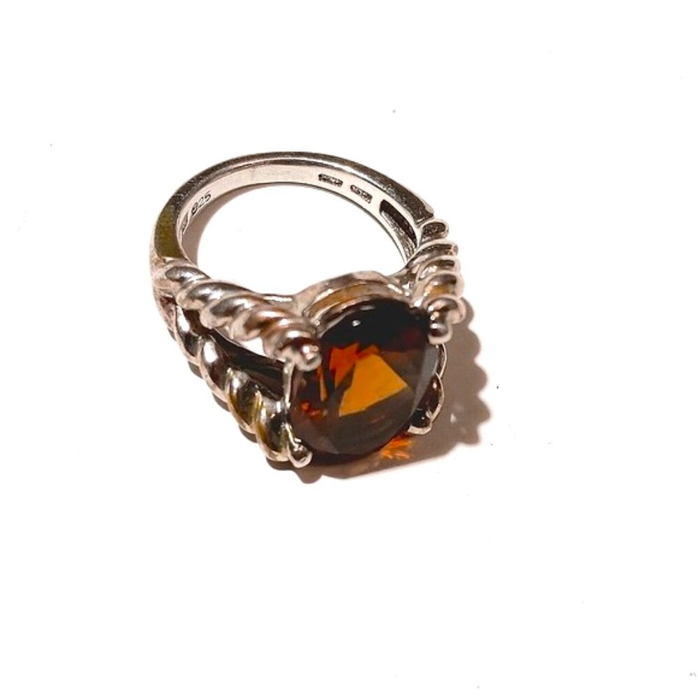 Sterling Silver Smokey Topaz Coiled Setting Ring